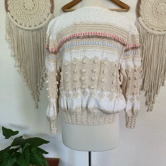 Handmade in Ireland Alpaca Cream and White Women's Cardigan Medium - Picture 5 of 10
